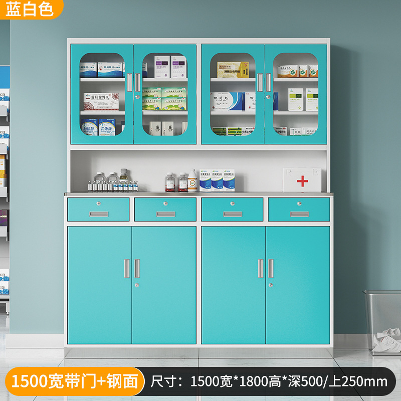 1500 wide blue with door (stainless steel countertop)