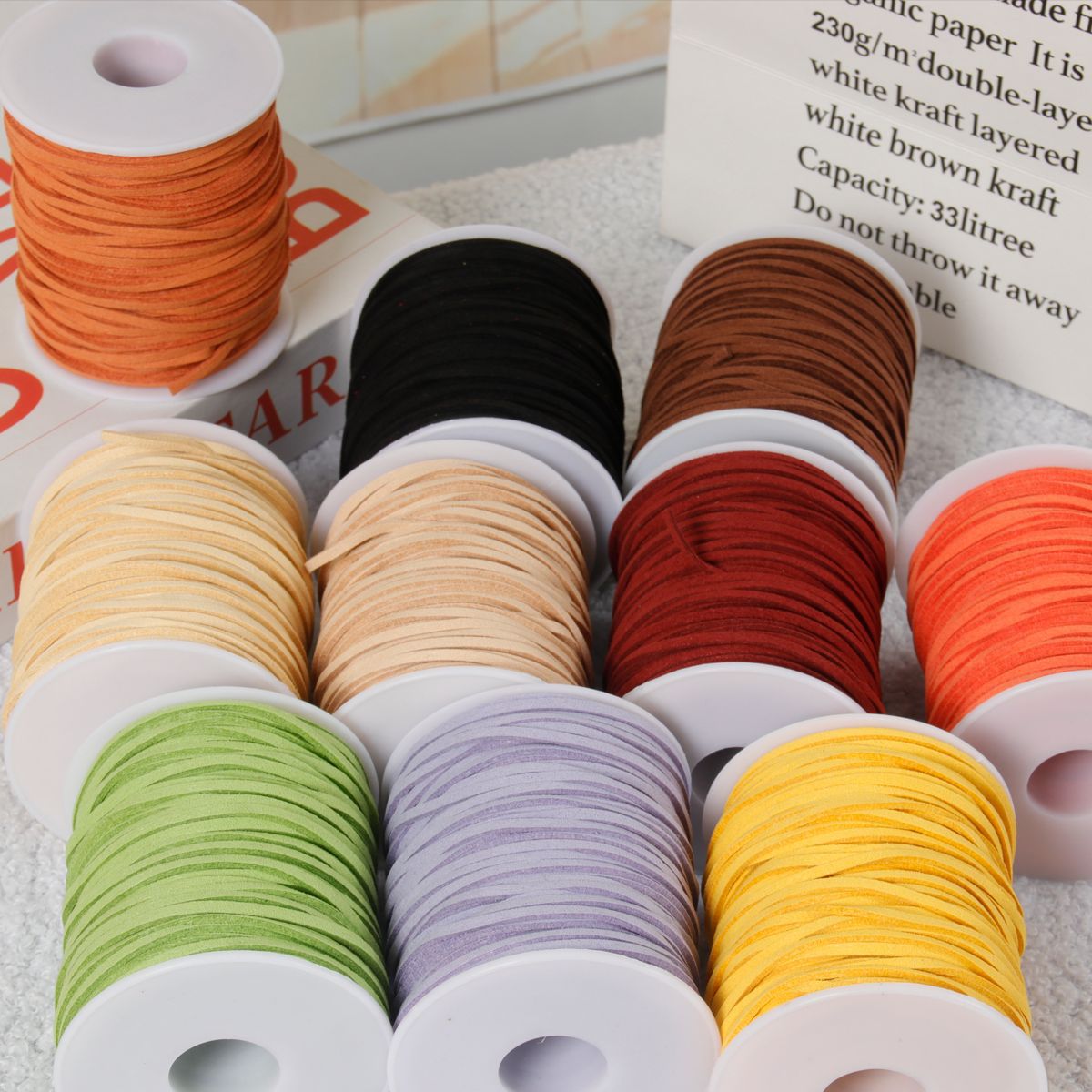 Cuerda de piel de ciervo de doble cara, tejida a mano, material para bricolaje, correa de cuero, cuerda para flores, caja de regalo, decoración de pasteles, ramo, cinta