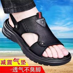 夏季新款涼鞋男真休閒沙灘鞋氣墊增高厚底外穿防滑男士涼拖鞋潮