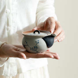 纯手绘梅花哑光釉宝瓶壶盖碗茶杯单个高档手抓壶带过滤陶瓷泡茶壶