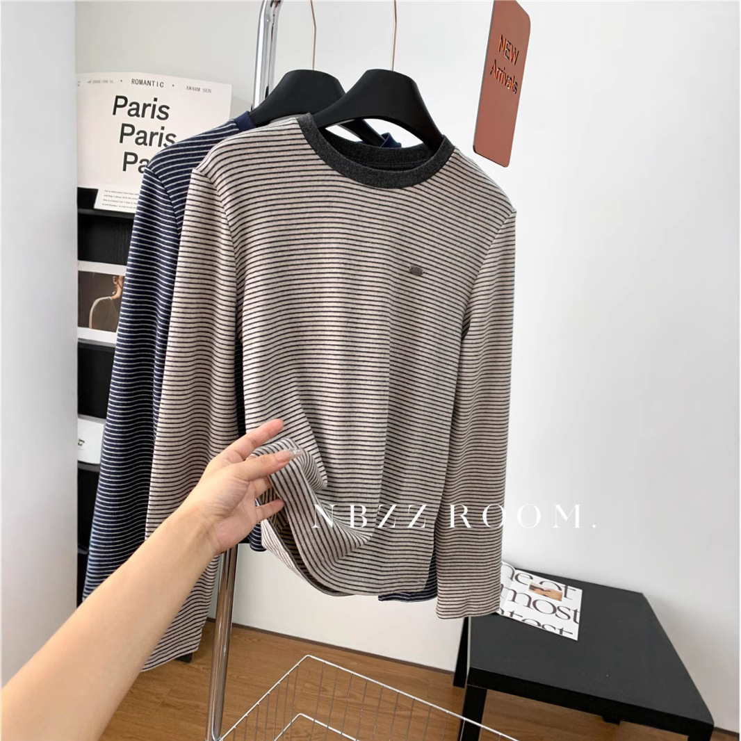 Demi-season retro brand metal base body-friendly long-sleeve