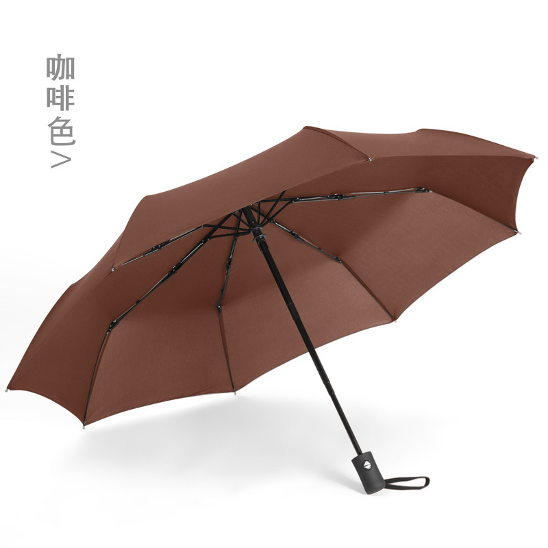 Paraguas plegable totalmente automático de 24 varillas reforzadas, con revestimiento negro impermeable, paraguas automático, paraguas promocional, paraguas con logotipo al por mayor