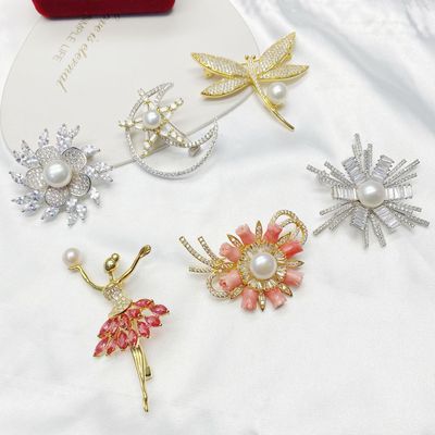 韩版微镶时尚精*致tian然淡水珍珠胸花胸针别针网红博主们热推