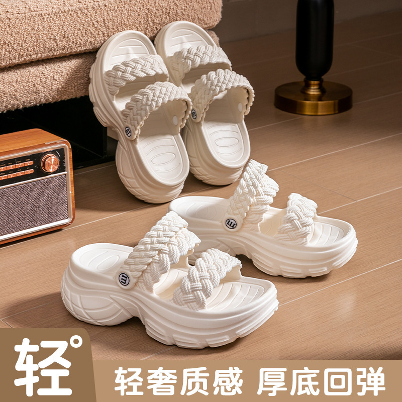 Zapatillas gruesas al por mayor de mujeres de verano de moda Fairy Wind 2024 nuevo muffin de verano para aumentar la altura de dos sandalias image 3