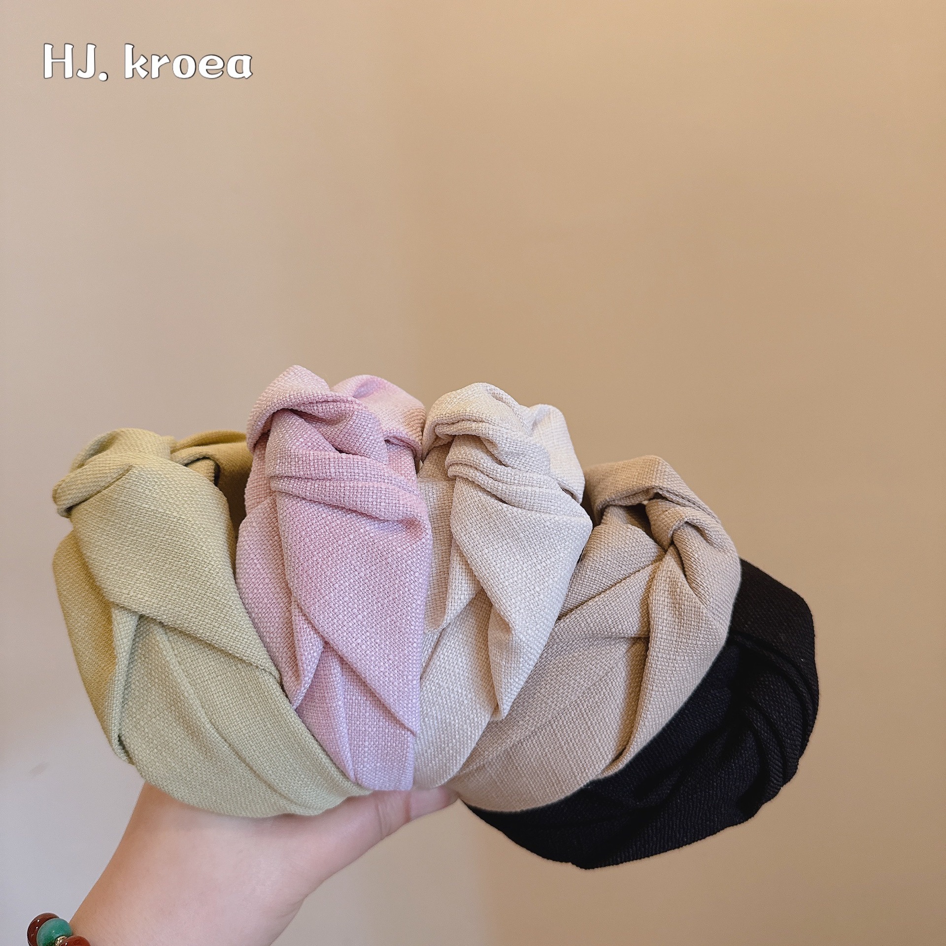 韓國版！超舒適的肌理感棉麻高顱頂設計師扭結髮箍減齡頭箍發卡