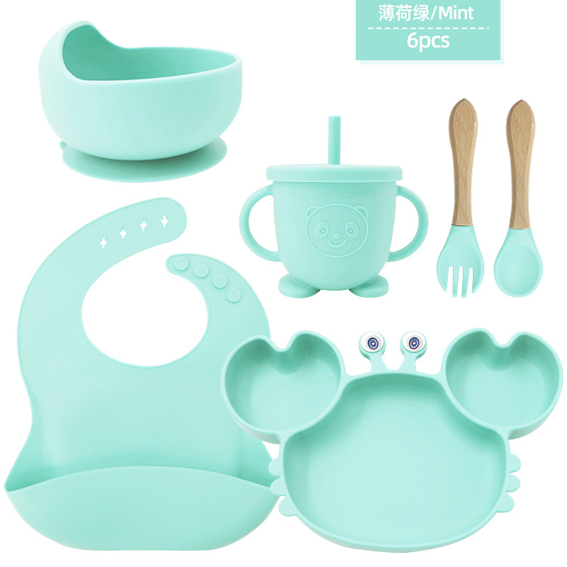 Juego de platos de silicona para bebés y niños aprenden a comer y beber vajilla de alimentación para bebés