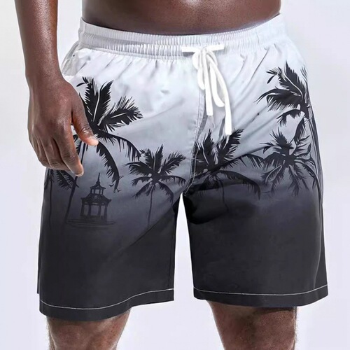 Relaxed European and American Men's Summer Surf Shorts with 3D Printed Cat Pattern Casual Sport Shorts