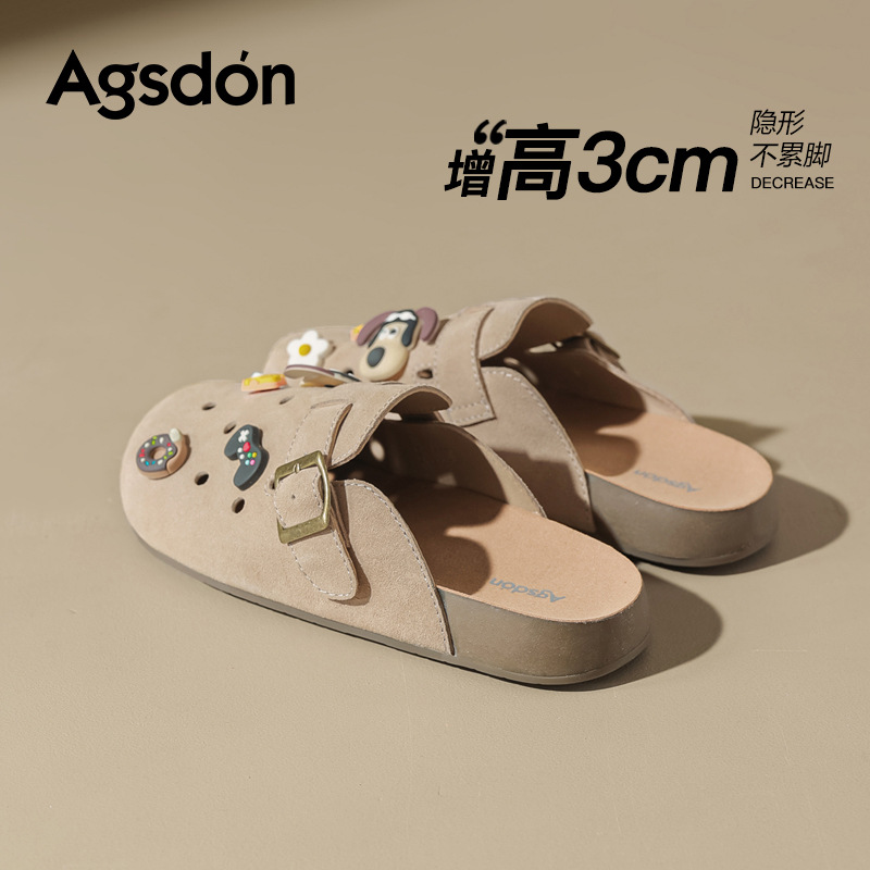 Augustion agujero de suela gruesa zapatillas Birkenjangwups mujer 2025 nuevo desgaste exterior de verano Baotou un pedal fondo suave medio arrastre