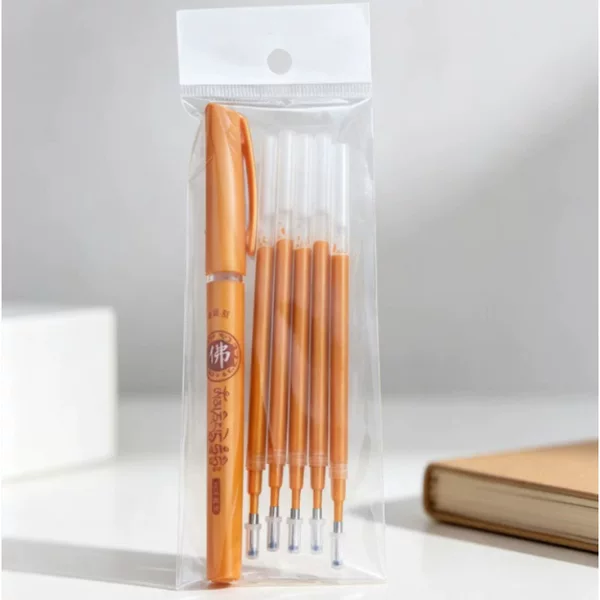 Bagged sandalwood-scented scripture copying pen refill set, 0.7mm universal neutral pen, gold pen for tracing and copying scriptures and Buddhist texts