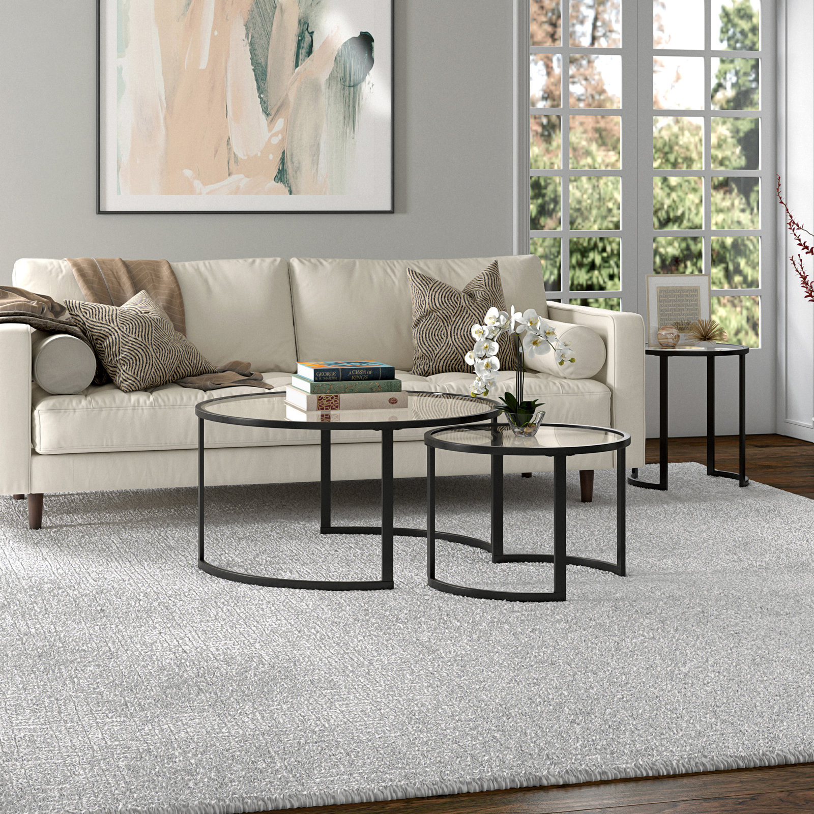 Mesa de té de lujo ligera, sala de estar, mesa de café minimalista de alto nivel, mesa de café de vidrio temperado casera