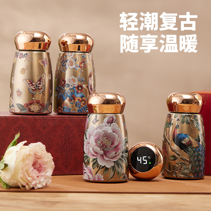 口袋蘑菇杯316陶瓷覆层内胆保温杯女高颜值小巧便携国风水杯定制