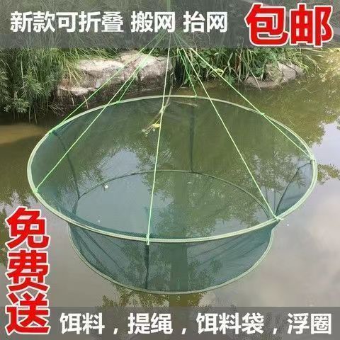 オープン折りたたみ式釣りエビかご、丸型漁網、魚取り網、網移動台、網漁網、ロブスター釣り網、魚移動用|undefined