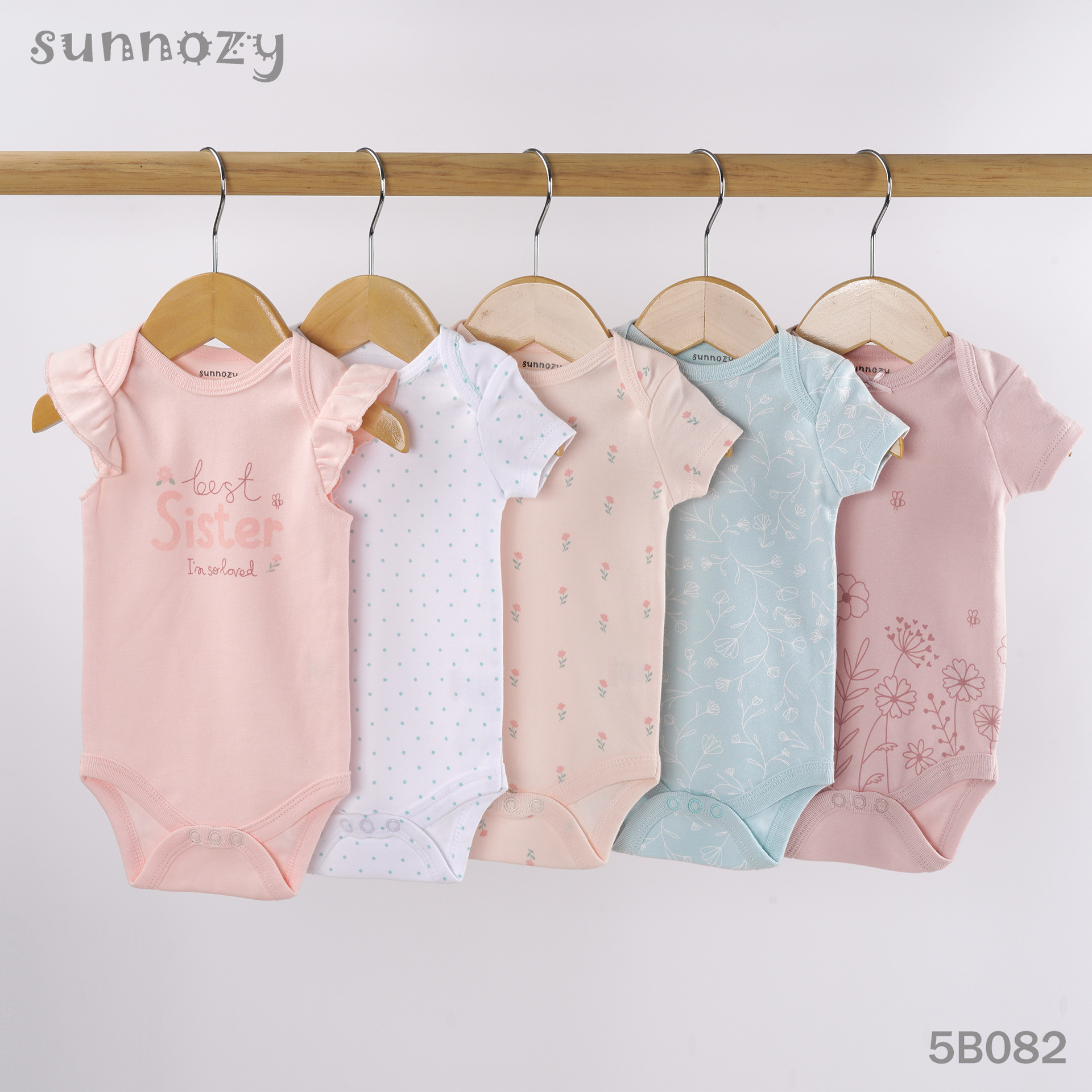 Bebés y bebés Sunnozy comercio exterior lindos mangas cortas chaqueta de triángulo conjunto de escalada fábrica al por mayor