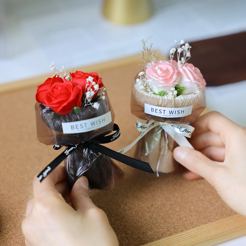 ミニポケットミーティング小さな花束ローズソープフラワー永遠の花造花ギフトボックス誕生日ギフト装飾|undefined