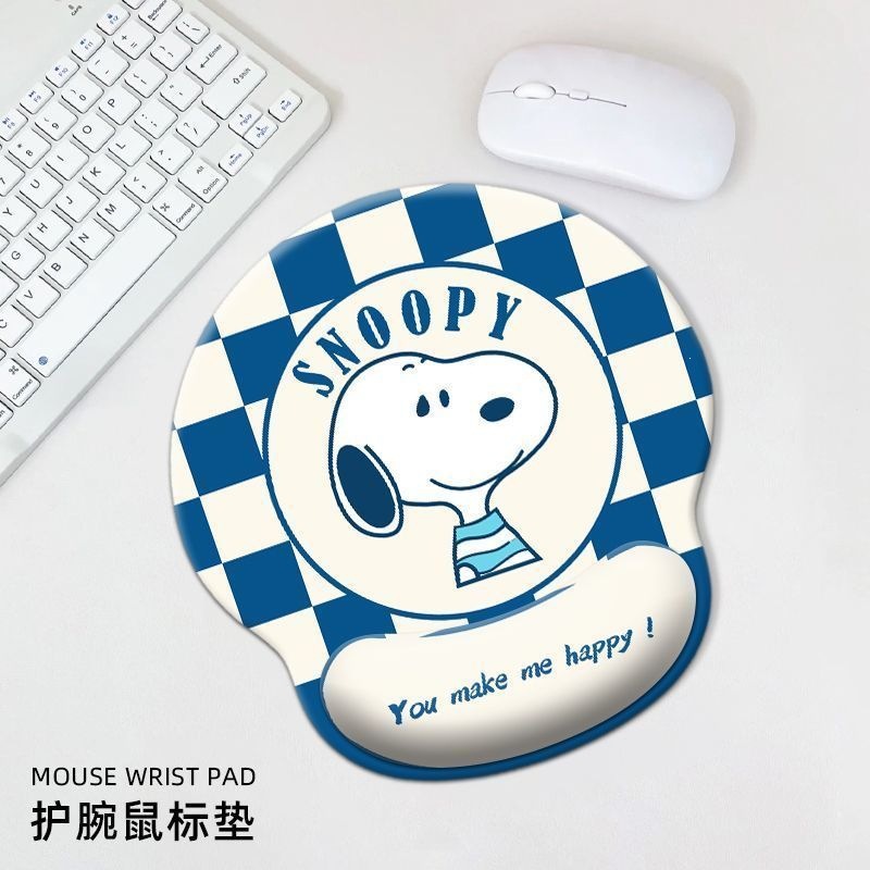 Cartoon puppy design, soft and comfortable mouse pad, blue wrist rest, keyboard tray set, suitable for office use, with a non-slip base