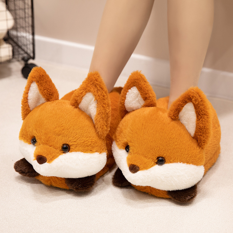 Cross-Border Cartoon Rabbit Hamster Husky Cotton Slippers for Women Autumn and Winter Indoor Home Fox Red Panda Shoes for Men