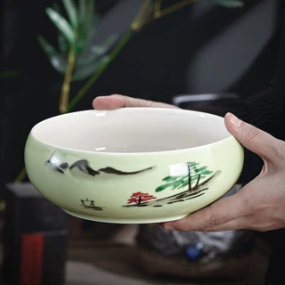白瓷茶洗大号特大家用笔洗盆陶瓷茶具配件洗茶碗茶道零配水盂水洗