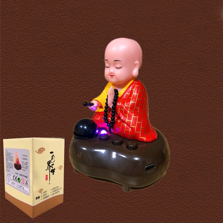Rechargeable Little Monk Automatic Nodding Doll Solar-Powered Car Decoration Gift
