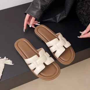 Summer New Style Flat-Soled Outdoor Temperament Roman Lightweight Versatile Daily Soft-Soled Beach Sandals for Women