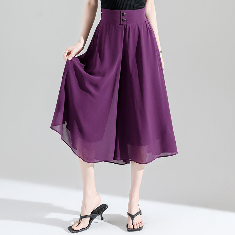 2313 Summer New Style 2026 Chiffon Flowing Wide-Leg Pants for Women, Capri Pants, Large Size, Plus Size Casual Women's Pants