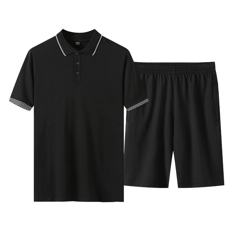 Trajes casuales para hombres, camisetas sueltas, pantalones cortos, camisetas polo para hombres de mediana edad, juegos de dos piezas