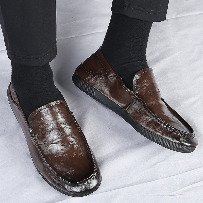 Demi-season breathable fashionable universal footwear, grabber for leisure, shoes for leather shoes, direct factory sales, autumn, soft sole