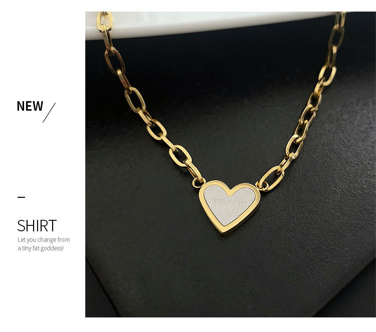 15g Weight Pendant Necklace Classification 1 Piece Quantity Daily Occasion Titanium Steel Material Heart Shape Pattern Women'S Gender Plating Design Fashion Style Fashion Heart Shape Titanium Steel Plating Pendant Necklace 1 Piece 8