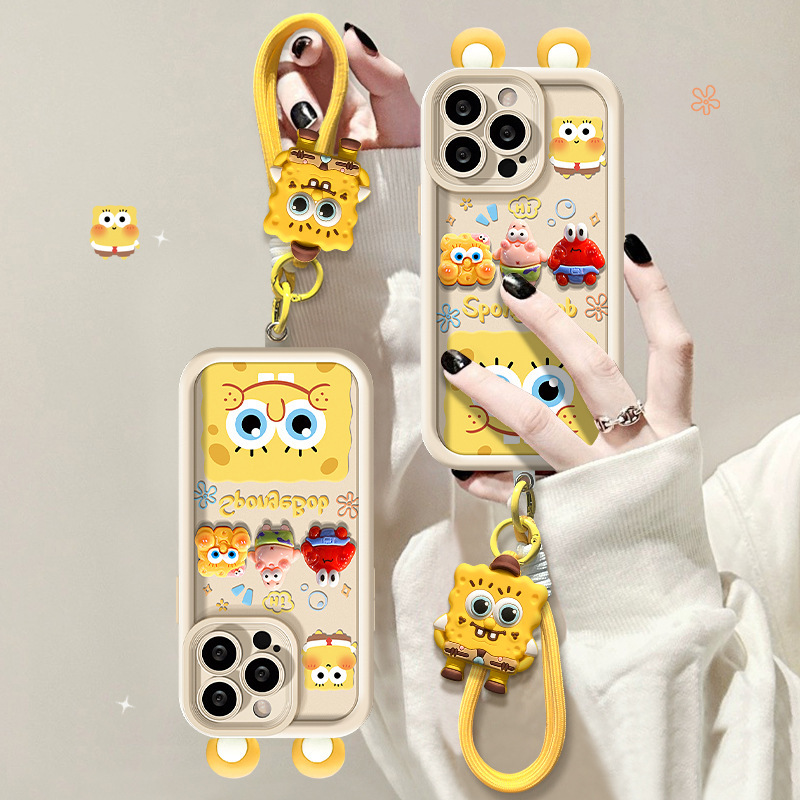 Suitable for Apple 15 Pro Max Phone Case iPhone 17 Spongebob Doll Lanyard 16 Matte Silicone Cute Suitable for Apple 15 Pro Max Phone Case iPhone 17 Spongebob Doll Lanyard 16 Matte Silicone Cute