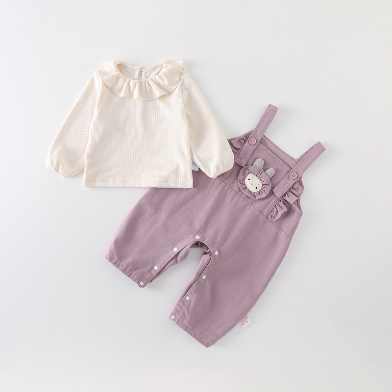女宝宝衣服秋装背带裤套装婴幼儿春秋季外出服长袖洋气两件套|undefined