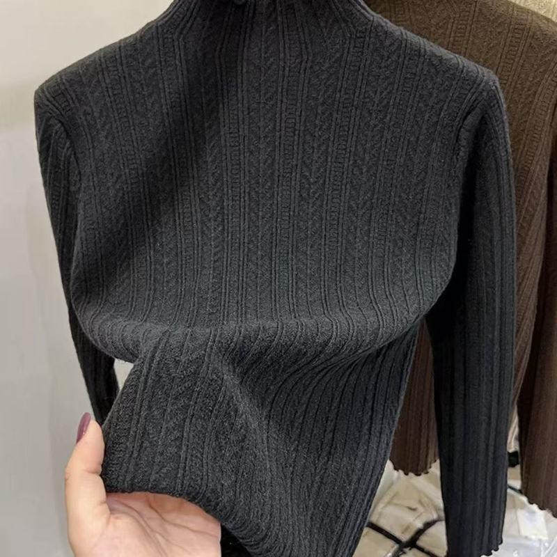 木耳边针织衫半高领打底衫女百搭高级感内穿多色秋冬打底衫女新款|undefined