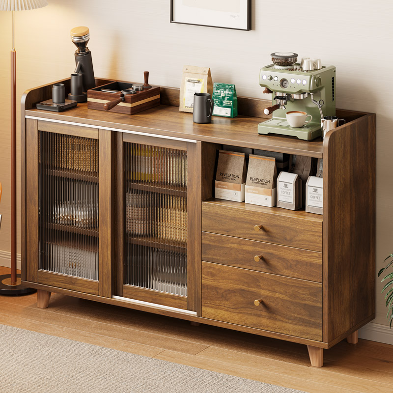 Japanese-Style Sideboard Against the Wall, Solid Wood Color, Living Room Tea Cabinet, Kitchen Storage Cupboard, Storage Cabinet, Storage Cabinet