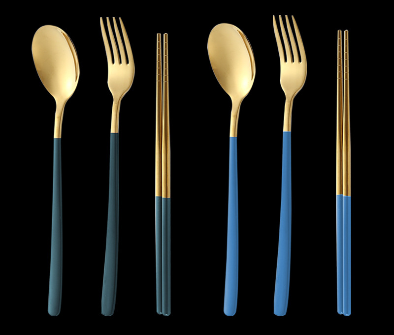 不锈钢便携餐具三件套