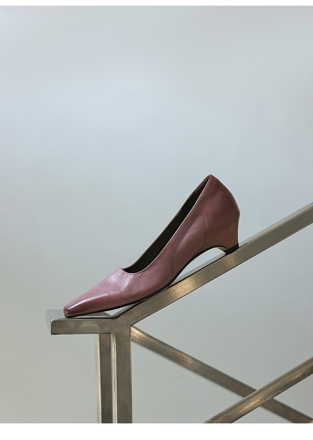 Giày cao gót nữ mũi nhọn da bò thật gót 3.5 cm phong cách Hàn Quốc — màu nâu chi tiết 27