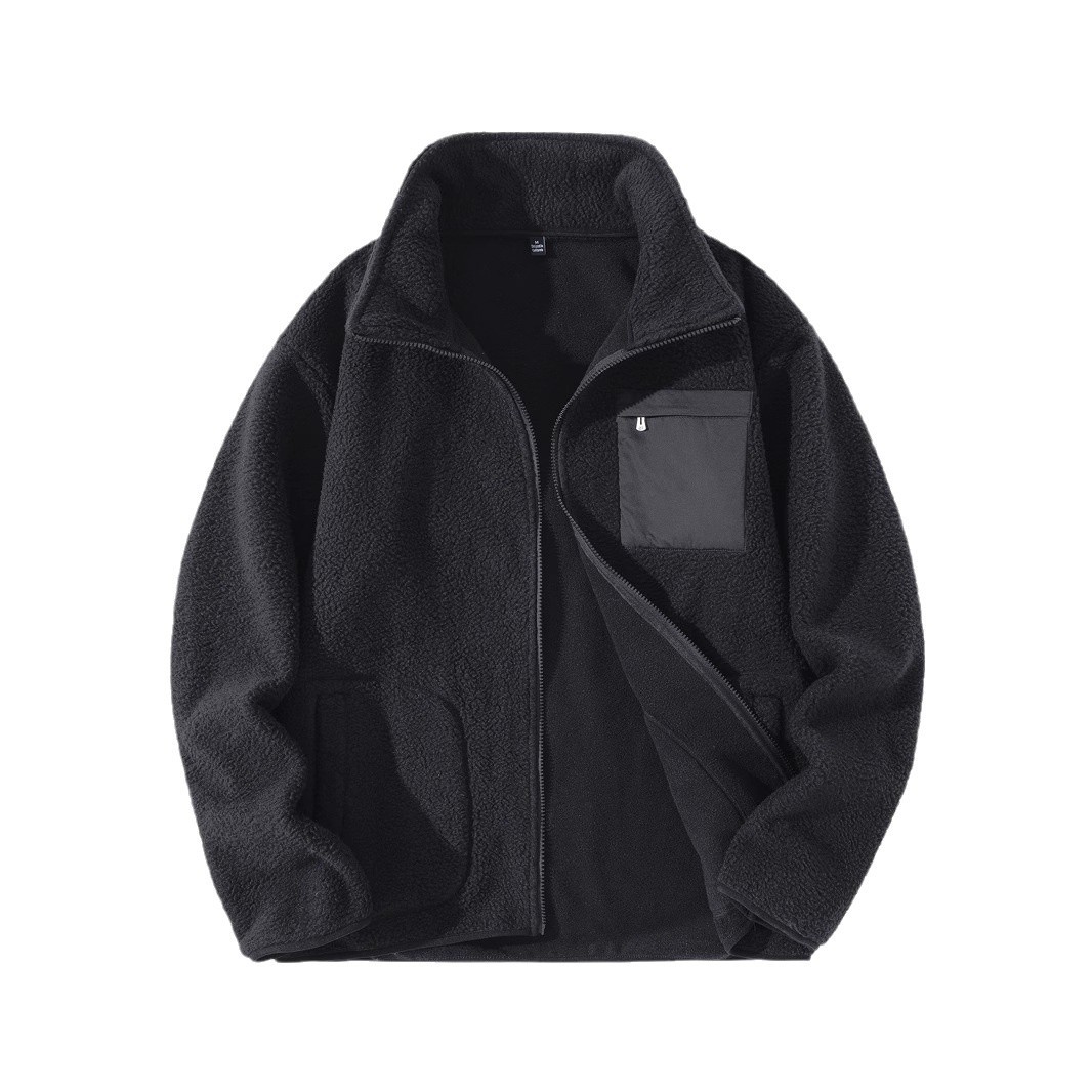 Men's Fleece Jacket Stand Collar Winter Cardigan For Men_voghion.com