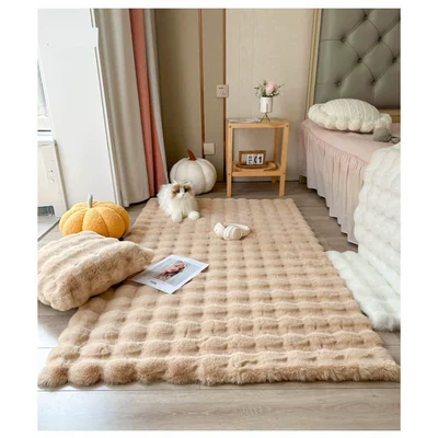Carpet, Coffee Table, Car Carpet - brown-color-new-rabbit-fur-bubble-velvet-80x200cm
