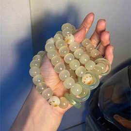 爆款青白仿玉手链炭烤菩提猫爪手串文玩女孩跑环手持盘玩手串