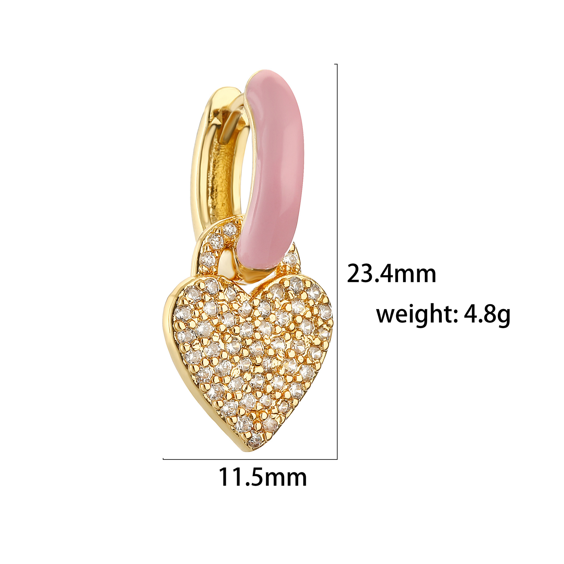Women'S Gender Enamel, Inlay Design 1 Pair Elegant Heart Shape Enamel Inlay Copper Artificial Diamond Drop Earrings