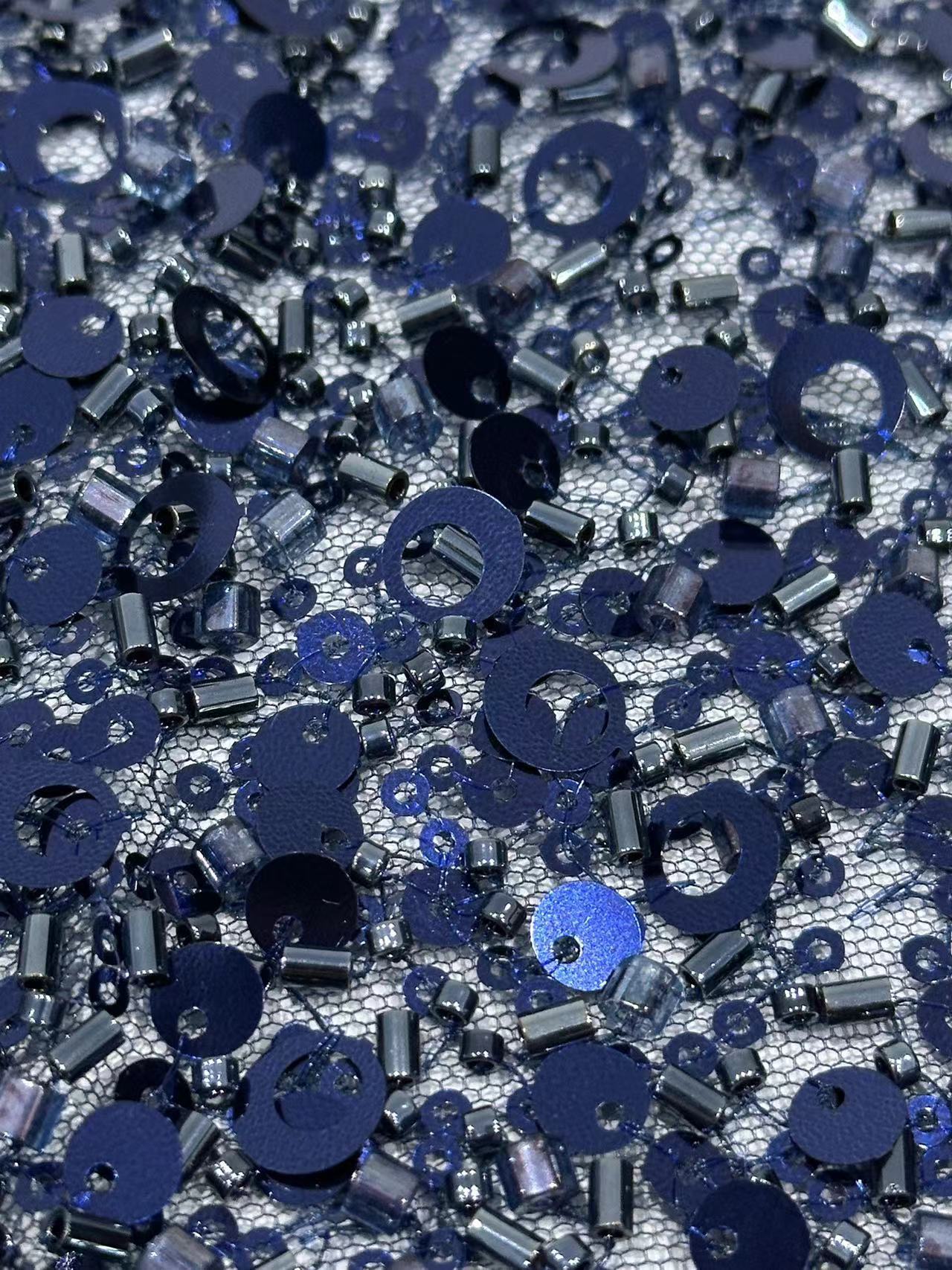 Inventario de piezas de pendientes pesados sequinado tubo de perlas bordado tela de malla vestido vestido de boda cheongsam tela de vestido