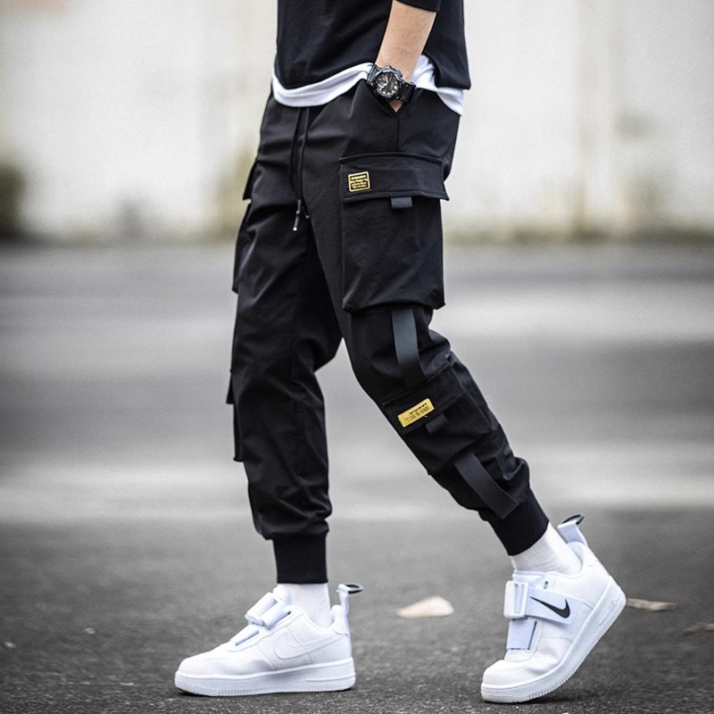 Overalls Men's Trendy Brand Spring and Autumn Bundled Leg Casual Pants Black Hip-Hop Korean Style Loose Harlan Ins Long Pants