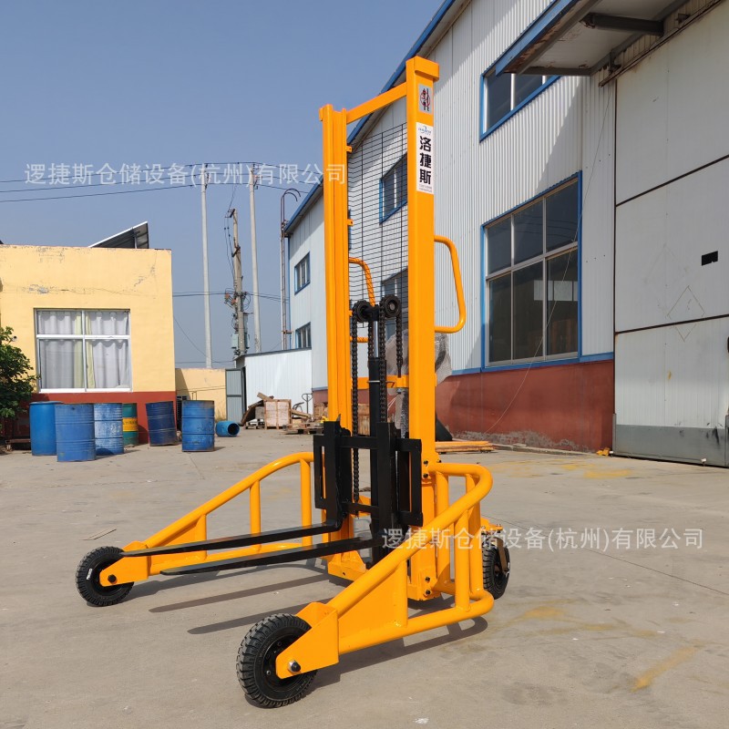 非标户外手动大轮堆高车步行式升高车堆垛车液压800kg1吨叉车