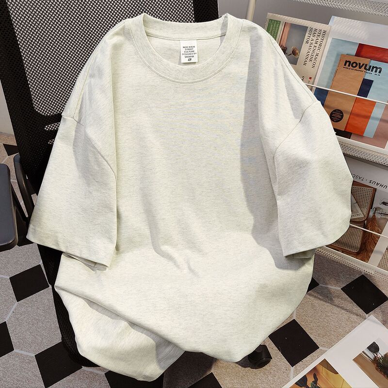 Casual Korean Style White Gray Basic Short-Sleeved T-Shirt for Women 2025 Summer Casual Loose Versatile Couple Tops Ins
