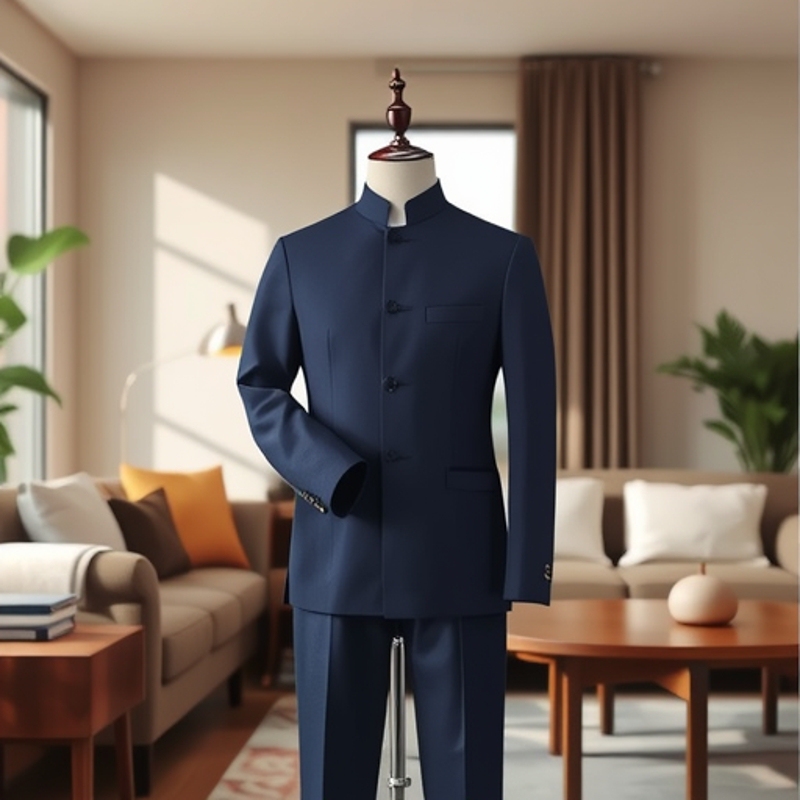 Men's Suit with Stand Collar, Slim Fit, Zhongshan Style, Stage Performance Attire, Men's Youth Clothing, Two-Piece Set for Stage Performances Men's Suit with Stand Collar, Slim Fit, Zhongshan Style, Stage Performance Attire, Men's Youth Clothing, Two-Piece Set for Stage Performances