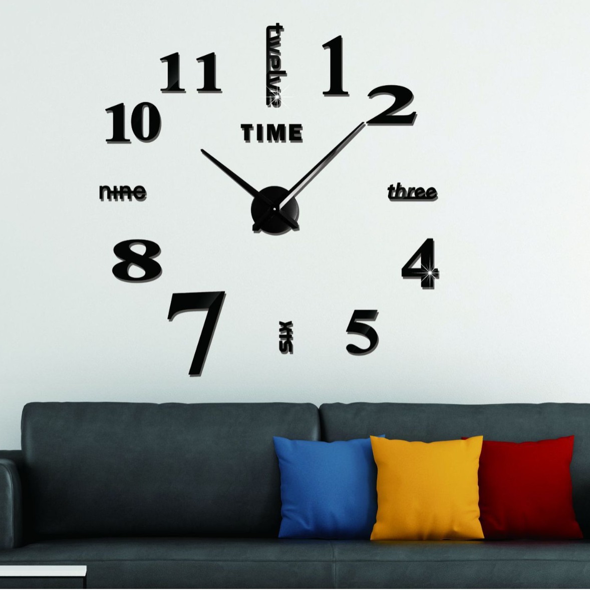 Directo de fábrica de gran tamaño creativo Reloj de pared DIY Reloj de pared espejo etiqueta de la pared Reloj de pared