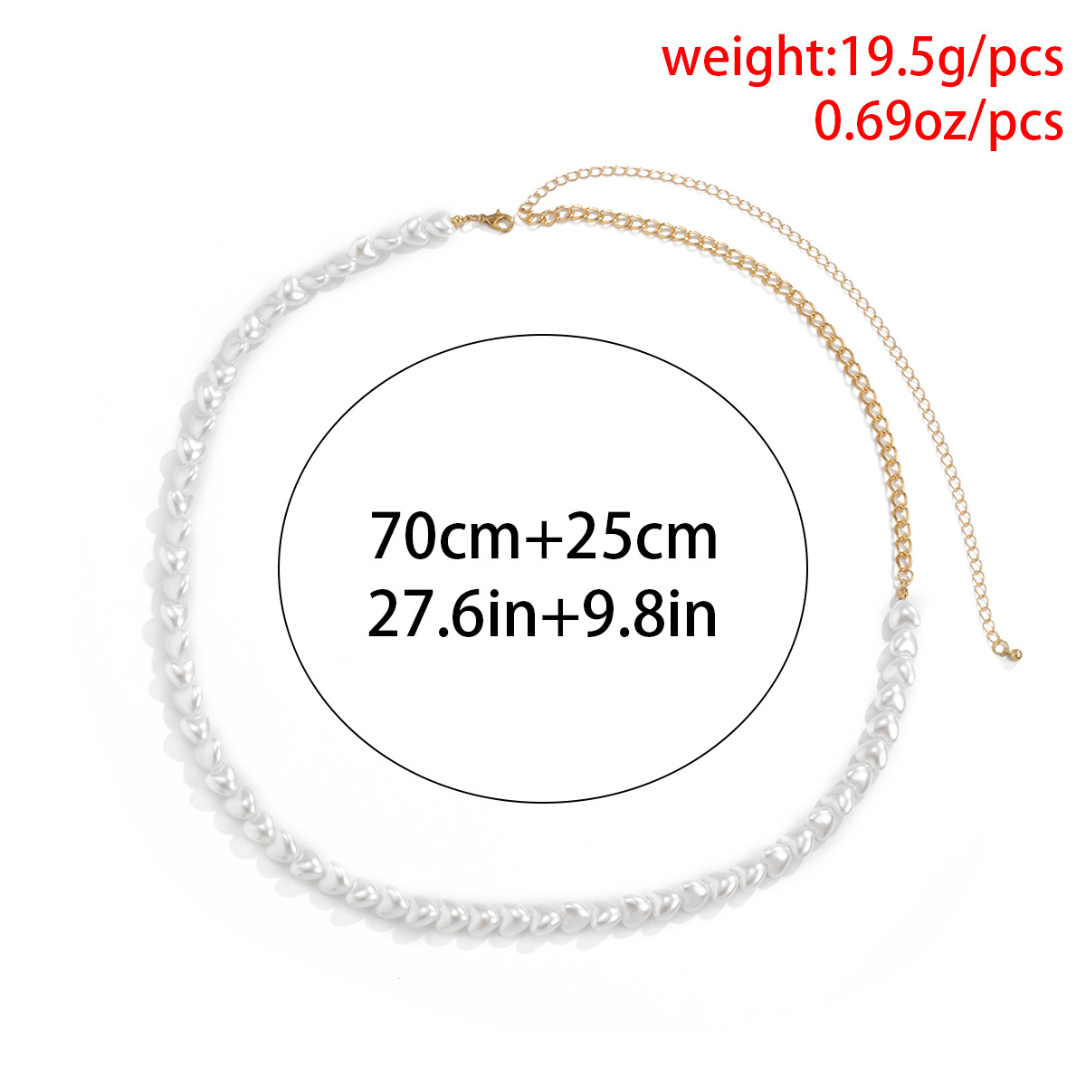 Ornament Baroque Shaped Europe And America Cross Border Peach Heart Imitation Pearl Simple Love Beaded Waist Chain display picture 8