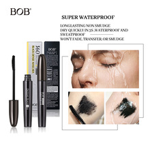 跨境bob炫黑浓密睫毛膏防水防汗不易晕染纤长卷翘持久不脱妆彩妆