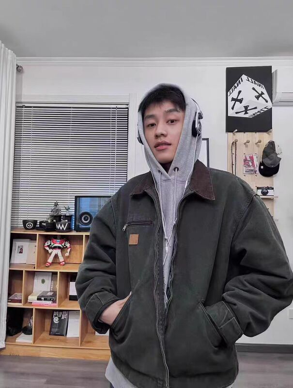 Carhartt J97 Detroit Washed Distressed Workwear Zipper Men's and Women's Jacket American Fashion