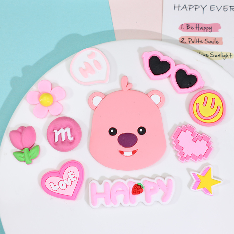 Pink Happy Beaver Combination Pvc Soft Cartoon Stationery Box Driver's License Jewelry Box Accessories DIY Water Cup Sticker