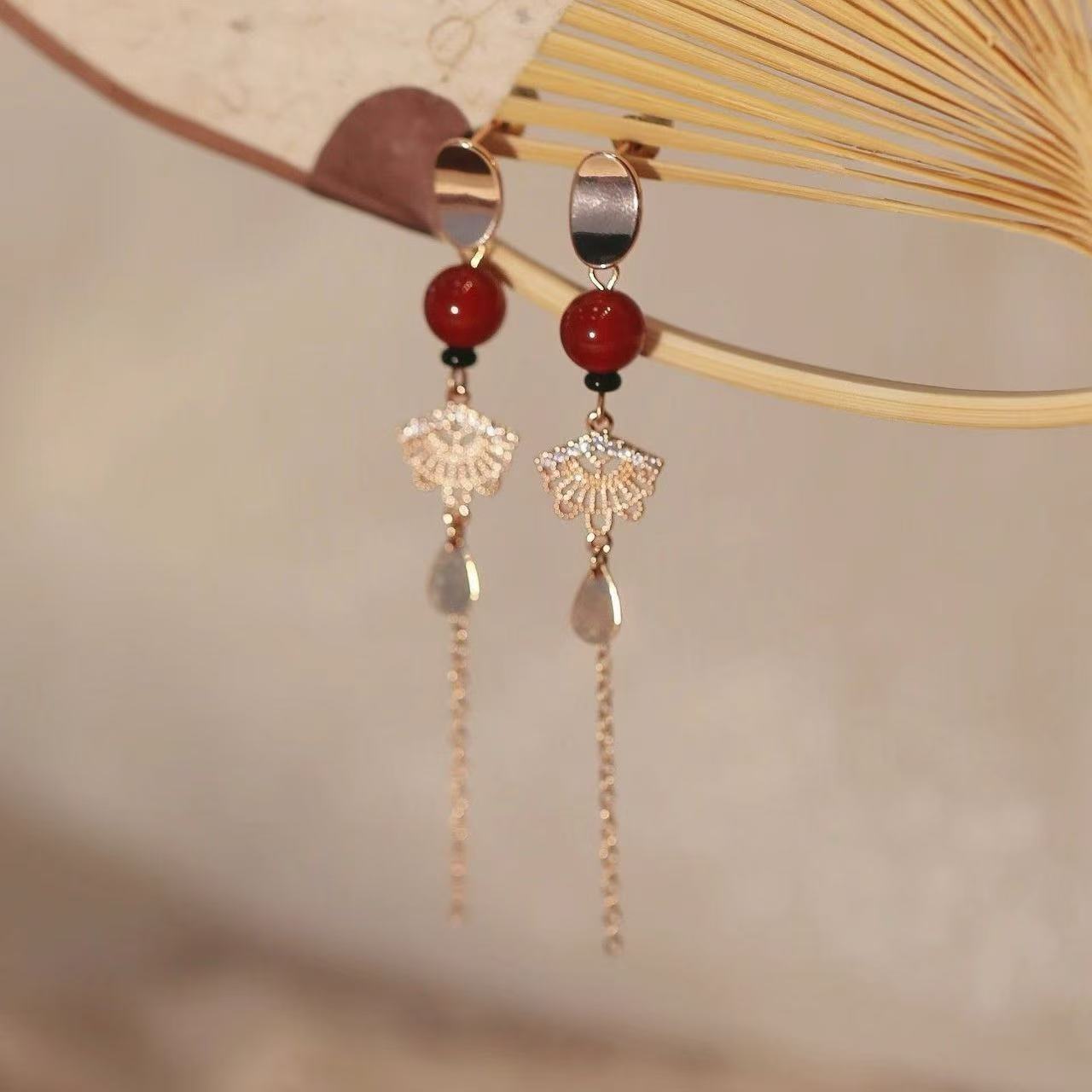 El precio especial de la marea nacional Fuqi Ruyi cerradura aretes de borda nuevo diseño original chino estilo nacional personalidad artesanal image 5