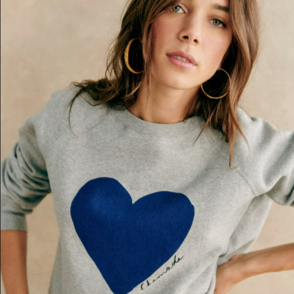 Loss French Style 2024 New Retro Letter Heart Print Loose Pullover Sweatshirt Women's Long-Sleeved Terry Sweatshirt
