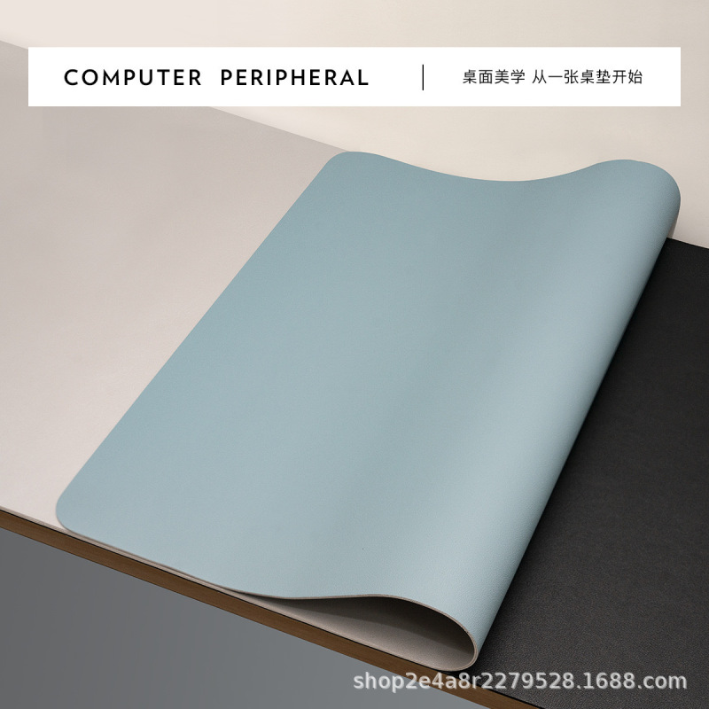 双面皮质鼠标垫防滑简约纯色大号办公桌垫防水耐脏环保书桌皮革垫|undefined